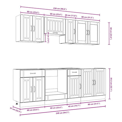 8 Piece Kitchen Cabinet Set Kalmar Concrete Grey Engineered Wood