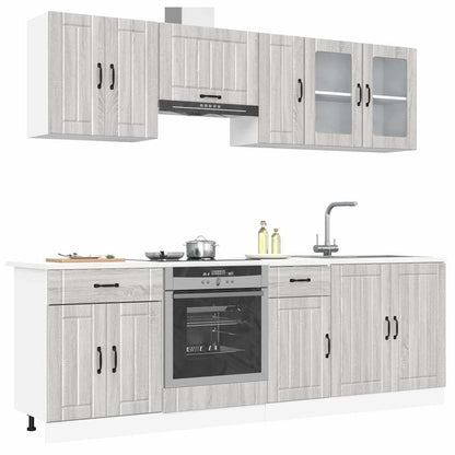 8 Piece Kitchen Cabinet Set Kalmar Grey Sonoma Engineered Wood