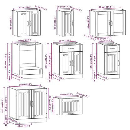 8 Piece Kitchen Cabinet Set Kalmar Old Wood Engineered Wood