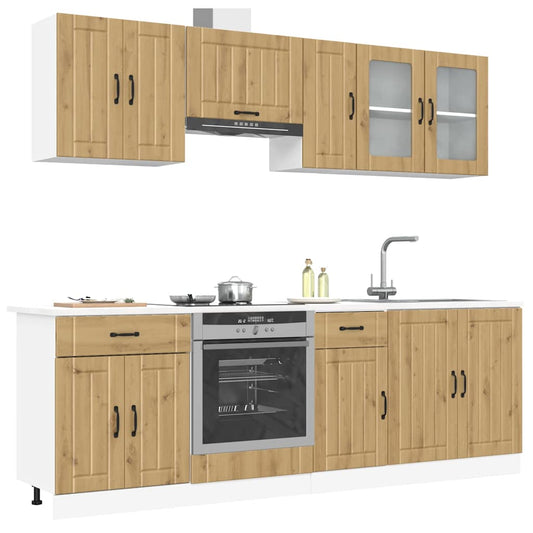 8 Piece Kitchen Cabinet Set Kalmar Artisan Oak Engineered Wood