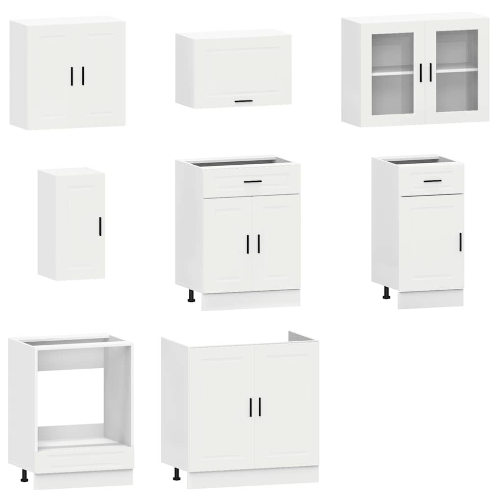 8 Piece Kitchen Cabinet Set Kalmar White Engineered Wood