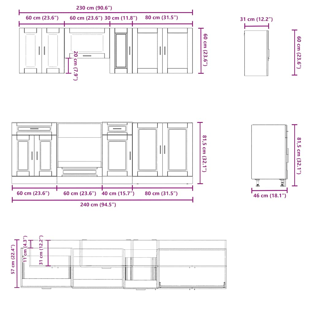 8 Piece Kitchen Cabinet Set Kalmar White Engineered Wood