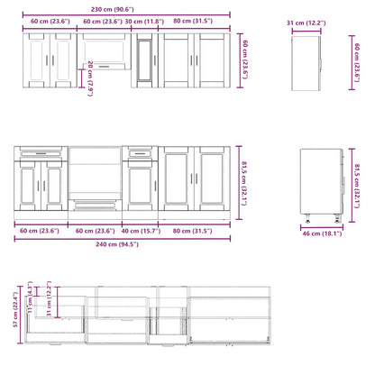 8 Piece Kitchen Cabinet Set Kalmar White Engineered Wood