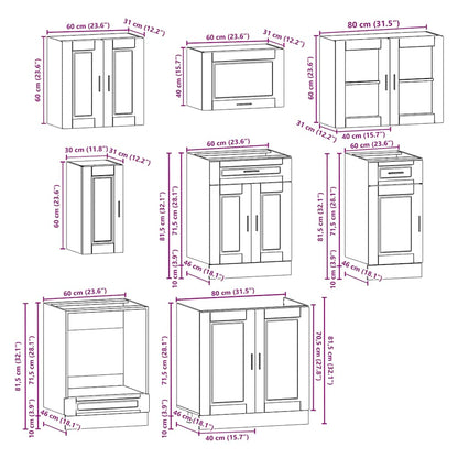 8 Piece Kitchen Cabinet Set Kalmar Old Wood Engineered Wood