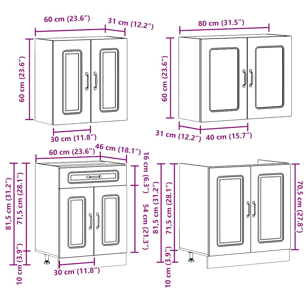 4 Piece Kitchen Cabinet Set Kalmar White Engineered Wood