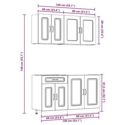 4 Piece Kitchen Cabinet Set Kalmar White Engineered Wood