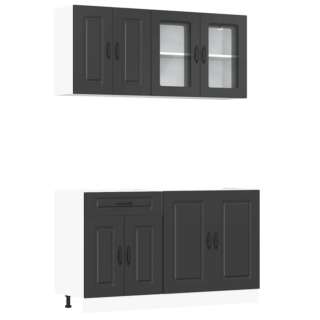 4 Piece Kitchen Cabinet Set Kalmar Black Engineered Wood