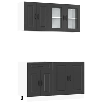 4 Piece Kitchen Cabinet Set Kalmar Black Engineered Wood