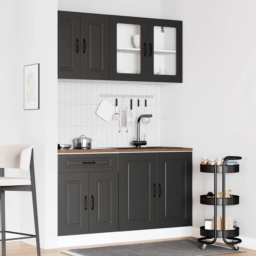 4 Piece Kitchen Cabinet Set Kalmar Black Engineered Wood