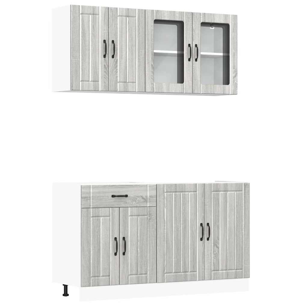 4 Piece Kitchen Cabinet Set Kalmar Grey Sonoma Engineered Wood