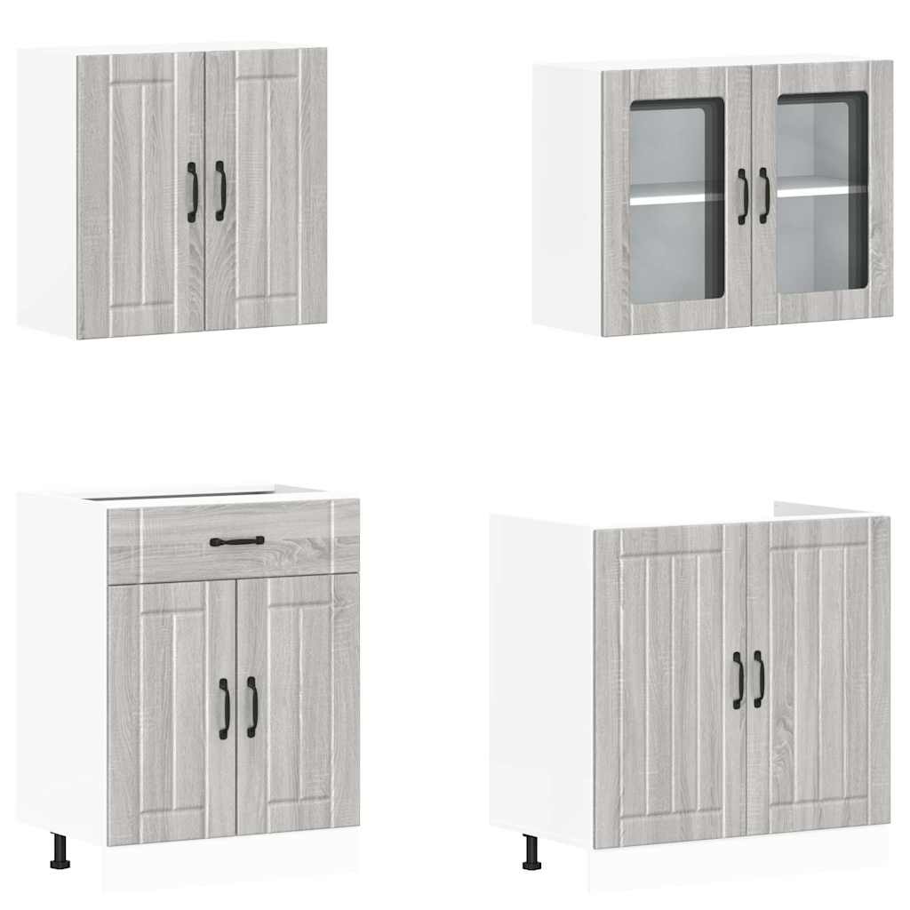 4 Piece Kitchen Cabinet Set Kalmar Grey Sonoma Engineered Wood