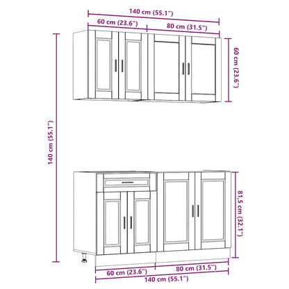 4 Piece Kitchen Cabinet Set Kalmar High Gloss White Engineered Wood