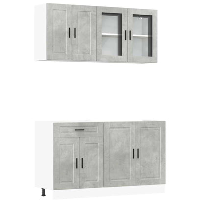 4 Piece Kitchen Cabinet Set Kalmar Concrete Grey Engineered Wood