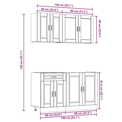 4 Piece Kitchen Cabinet Set Kalmar Smoked Oak Engineered Wood