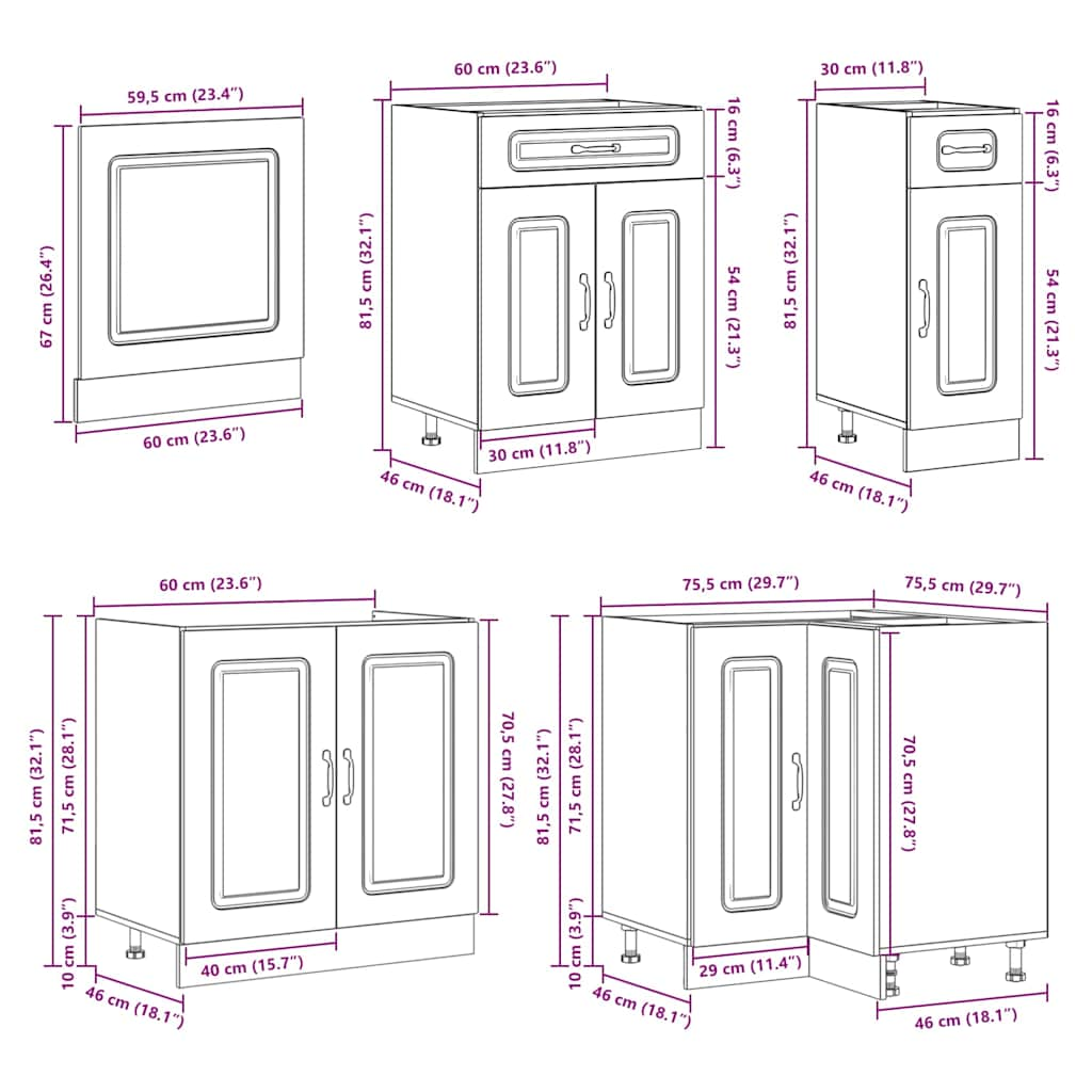 11 Piece Kitchen Cabinet Set Kalmar White Engineered Wood