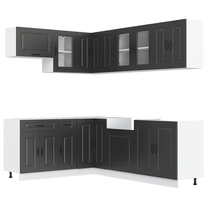 11 Piece Kitchen Cabinet Set Kalmar Black Engineered Wood