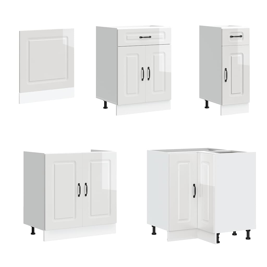 11 Piece Kitchen Cabinet Set Kalmar Gloss White Engineered Wood