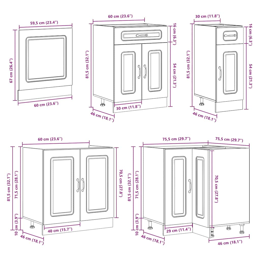 11 Piece Kitchen Cabinet Set Kalmar Gloss White Engineered Wood