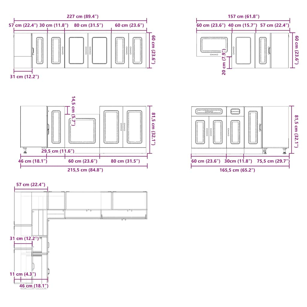 11 Piece Kitchen Cabinet Set Kalmar Sonoma Oak Engineered Wood