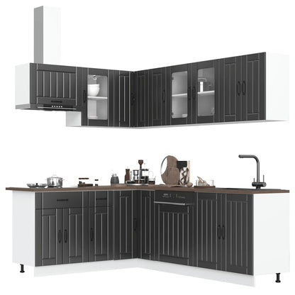 11 Piece Kitchen Cabinet Set Lucca Black Engineered Wood