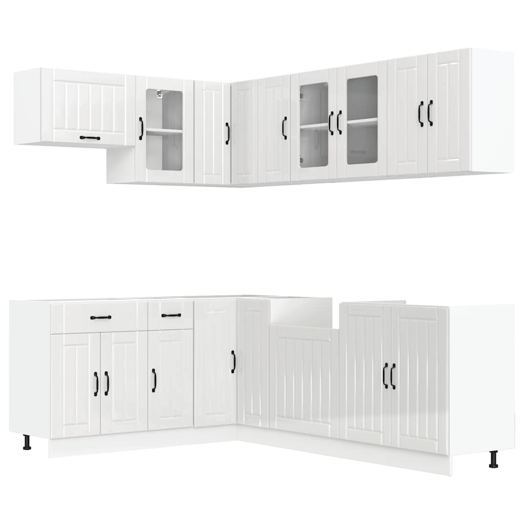 11 Piece Kitchen Cabinet Set Lucca Gloss White Engineered Wood