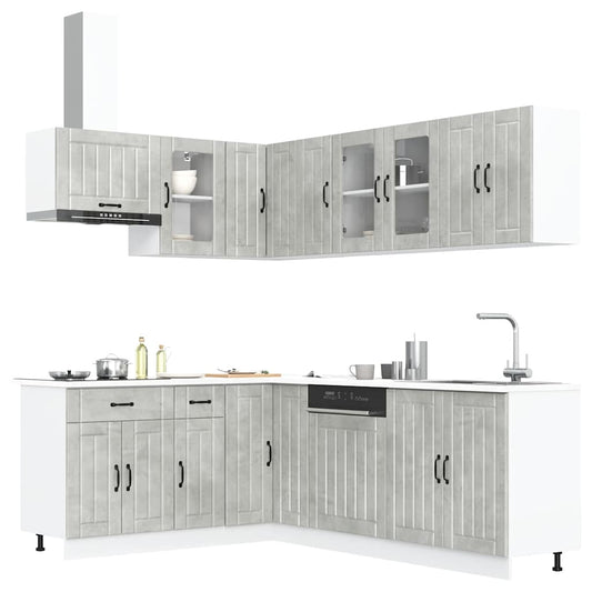 11 Piece Kitchen Cabinet Set Lucca Concrete Grey Engineered Wood