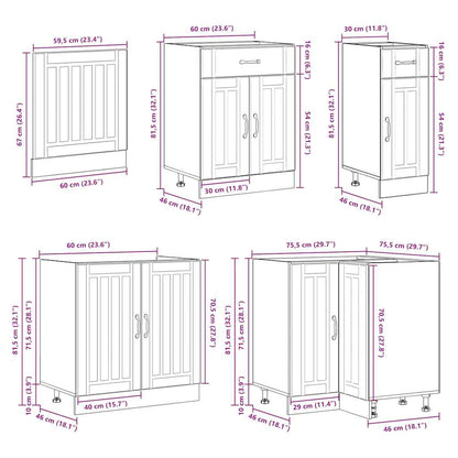 11 Piece Kitchen Cabinet Set Lucca Grey Sonoma Engineered Wood