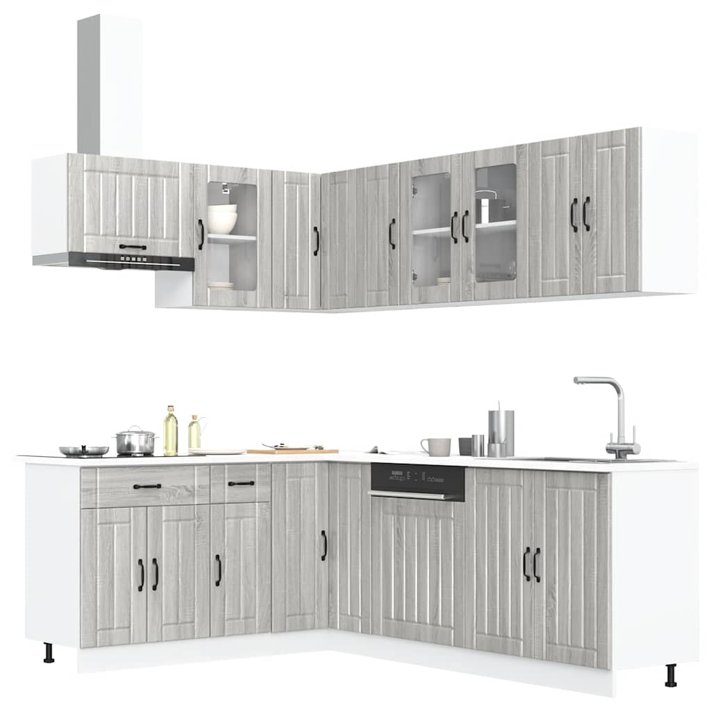 11 Piece Kitchen Cabinet Set Lucca Grey Sonoma Engineered Wood