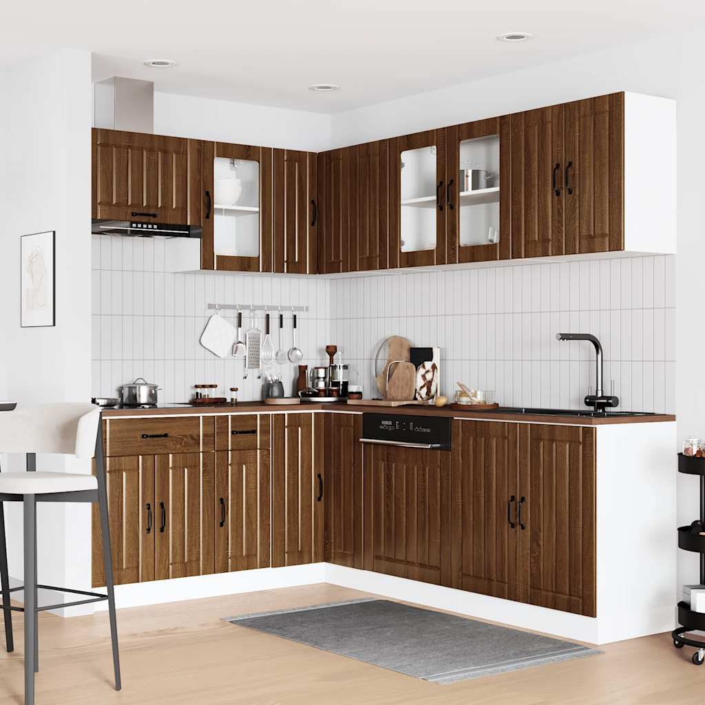 11 Piece Kitchen Cabinet Set Lucca Brown Oak Engineered Wood