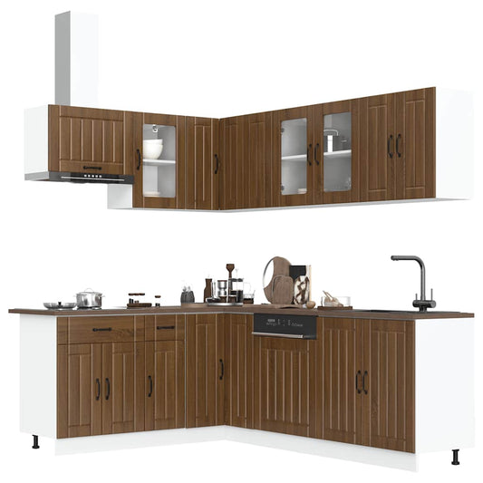 11 Piece Kitchen Cabinet Set Lucca Brown Oak Engineered Wood