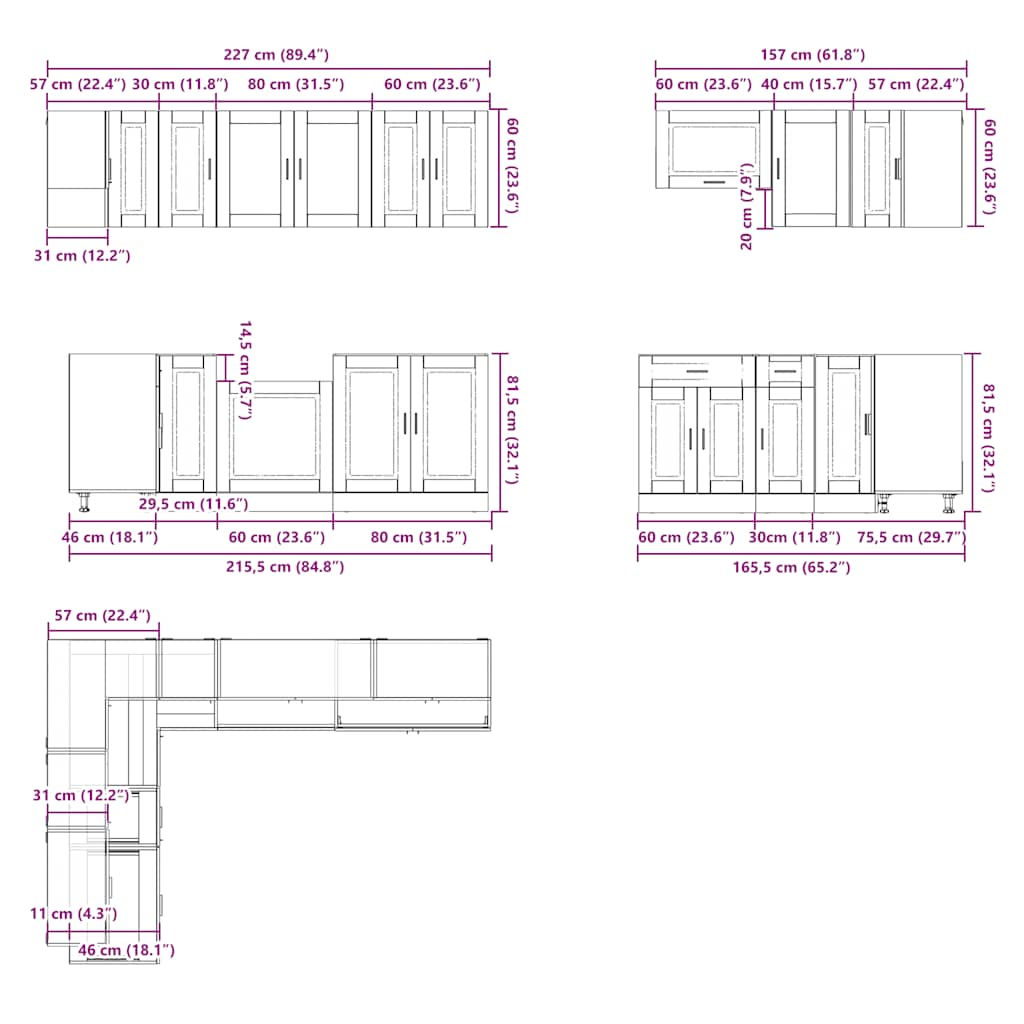 11 Piece Kitchen Cabinet Set Porto White Engineered Wood