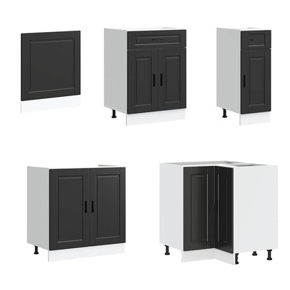 11 Piece Kitchen Cabinet Set Porto Black Engineered Wood