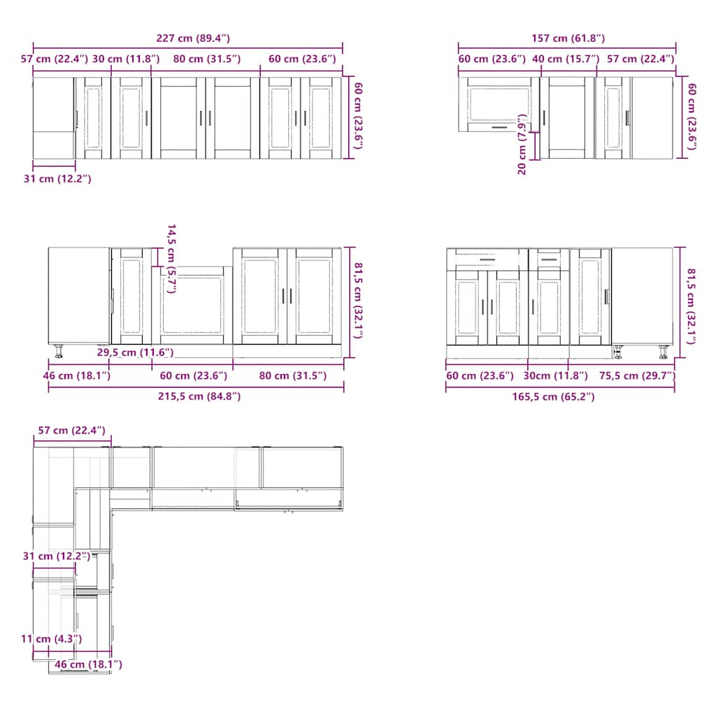 11 Piece Kitchen Cabinet Set Porto Gloss White Engineered Wood