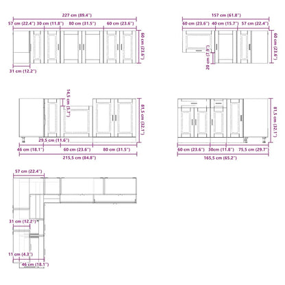 11 Piece Kitchen Cabinet Set Porto Gloss White Engineered Wood