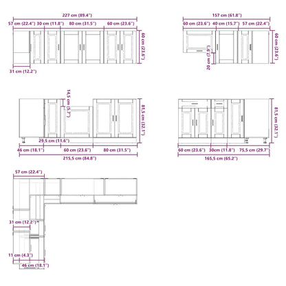 11 Piece Kitchen Cabinet Set Porto Concrete Grey Engineered Wood