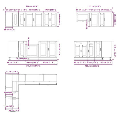 11 Piece Kitchen Cabinet Set Porto Smoked Oak Engineered Wood