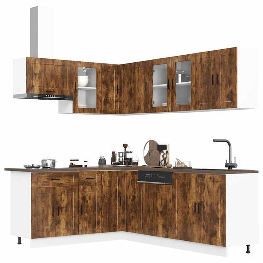 11 Piece Kitchen Cabinet Set Porto Smoked Oak Engineered Wood