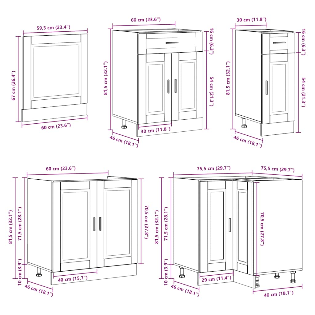 11 Piece Kitchen Cabinet Set Porto Old Wood Engineered Wood