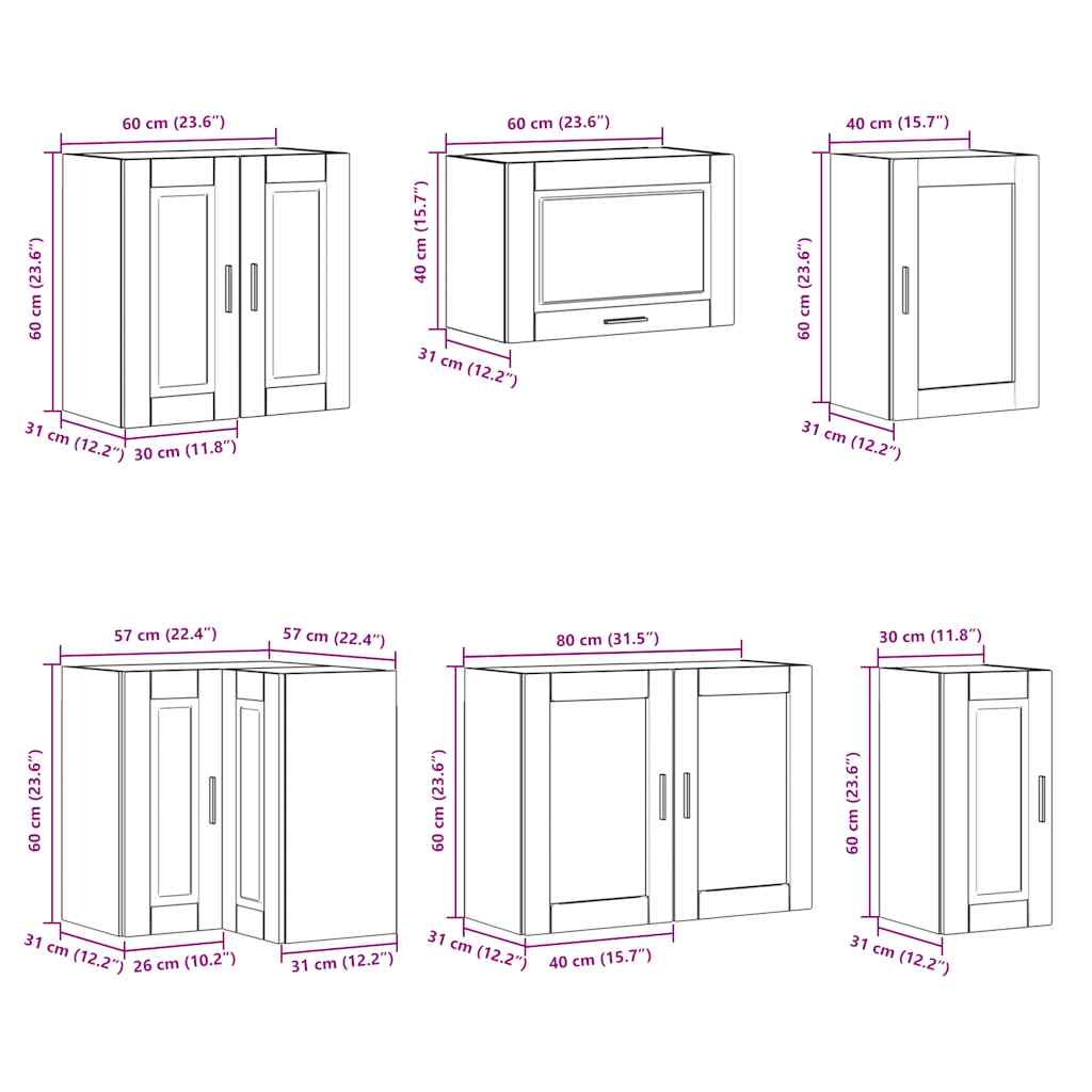 11 Piece Kitchen Cabinet Set Porto Old Wood Engineered Wood