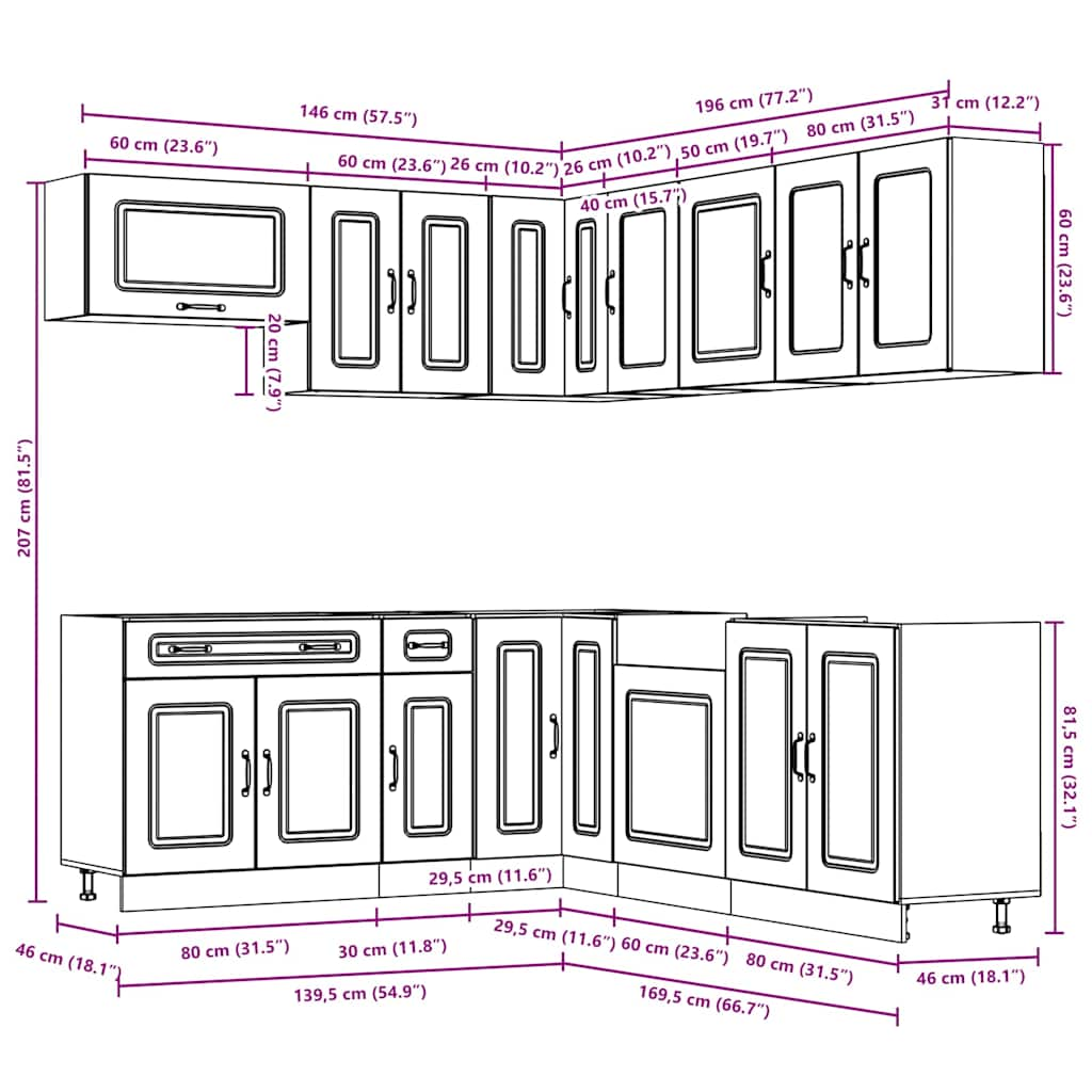 11 Piece Kitchen Cabinet Set Kalmar White Engineered Wood