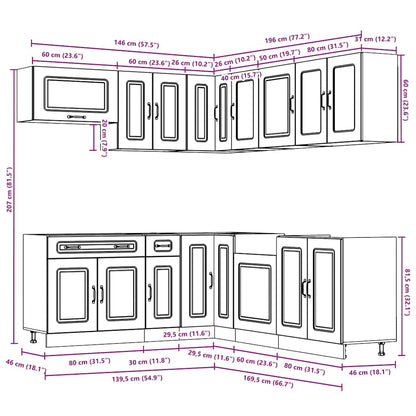 11 Piece Kitchen Cabinet Set Kalmar White Engineered Wood