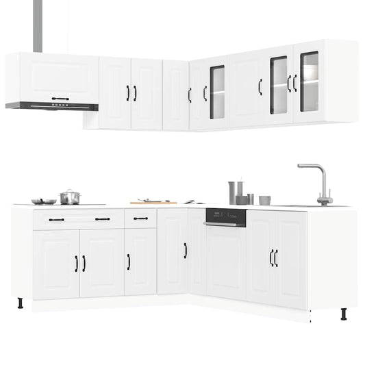 11 Piece Kitchen Cabinet Set Kalmar White Engineered Wood