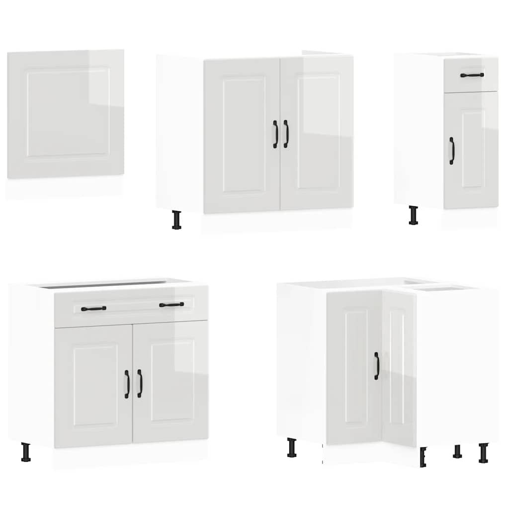 11 Piece Kitchen Cabinet Set Kalmar Gloss White Engineered Wood