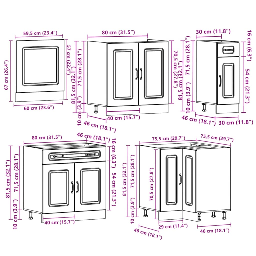 11 Piece Kitchen Cabinet Set Kalmar Gloss White Engineered Wood