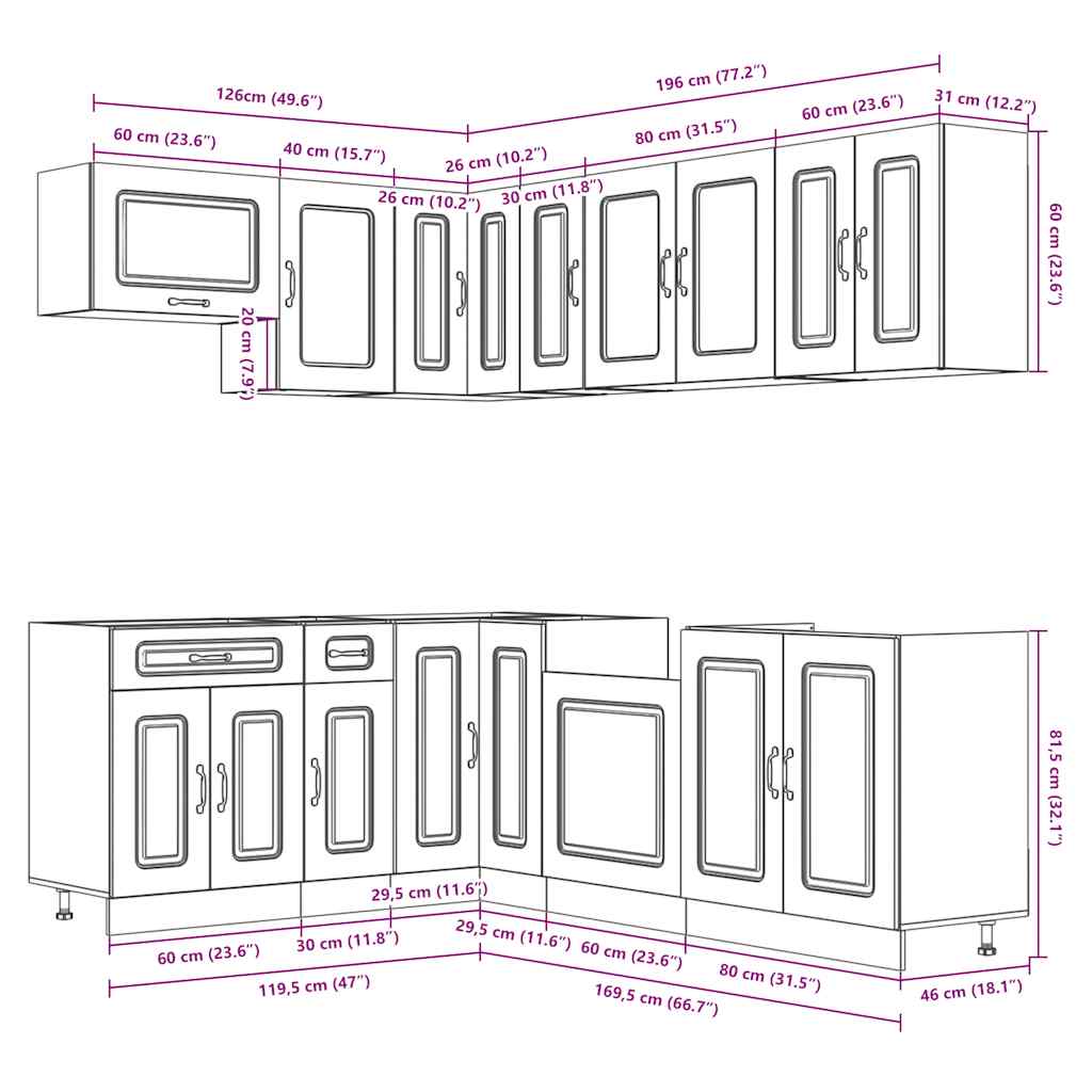 11 Piece Kitchen Cabinet Set Lucca Gloss White Engineered Wood