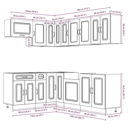 11 Piece Kitchen Cabinet Set Lucca Gloss White Engineered Wood