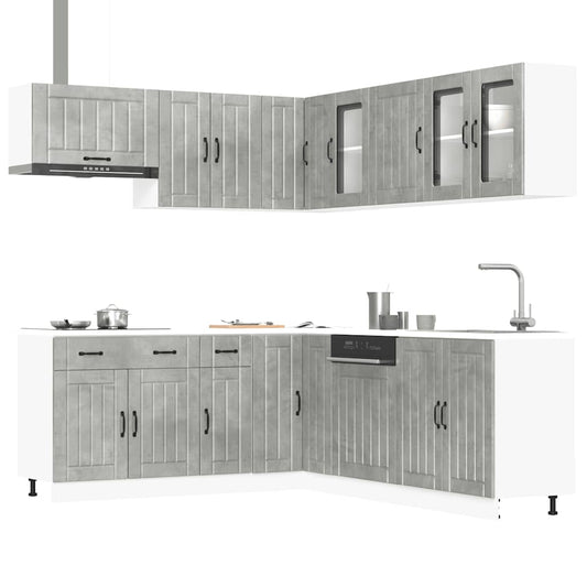 11 Piece Kitchen Cabinet Set Lucca Concrete Grey Engineered Wood