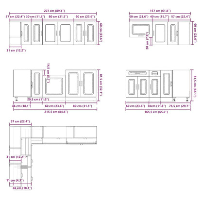 11 Piece Kitchen Cabinet Set Lucca Smoked Oak Engineered Wood