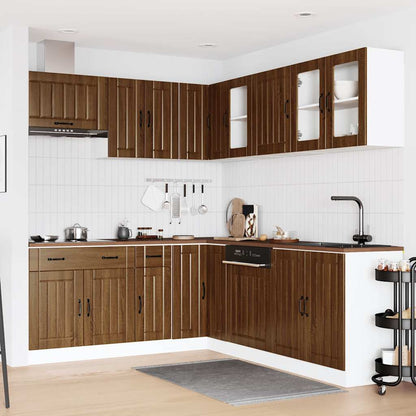 11 Piece Kitchen Cabinet Set Lucca Brown Oak Engineered Wood