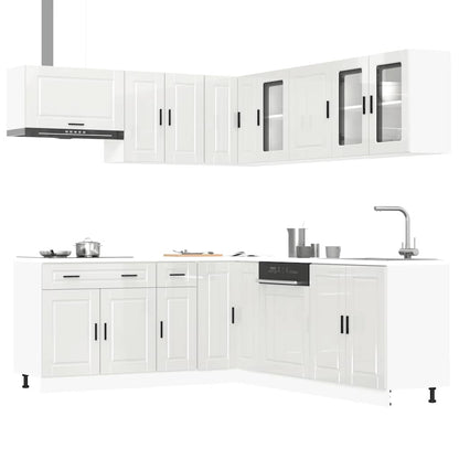 11 Piece Kitchen Cabinet Set Porto Gloss White Engineered Wood